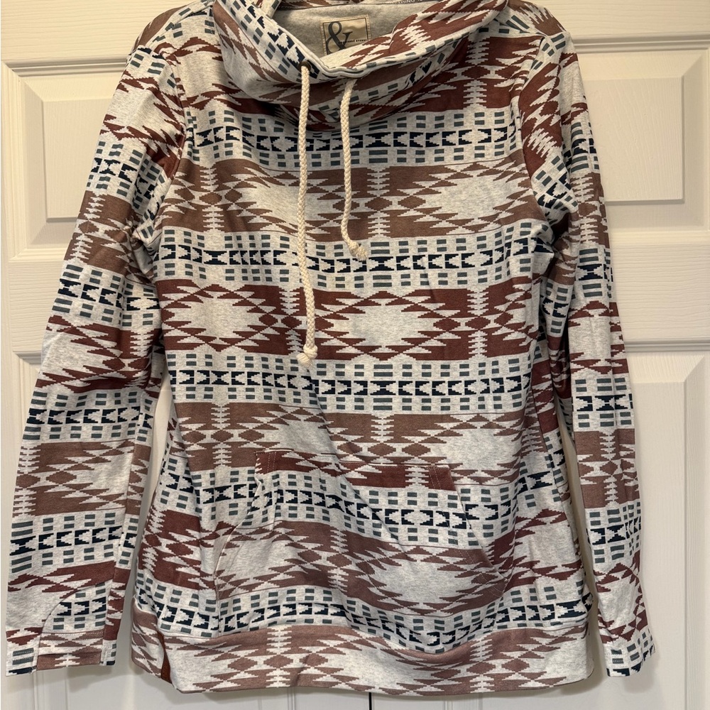 AMPERSAND AVE Gray and White Hoodie